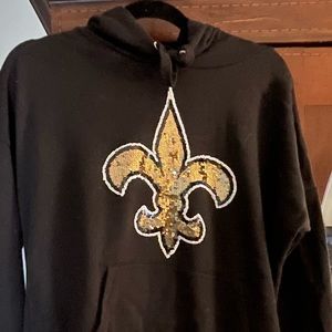 VS Pink NFL New Orleans Saints Sequin Hoodie Sweatshirt